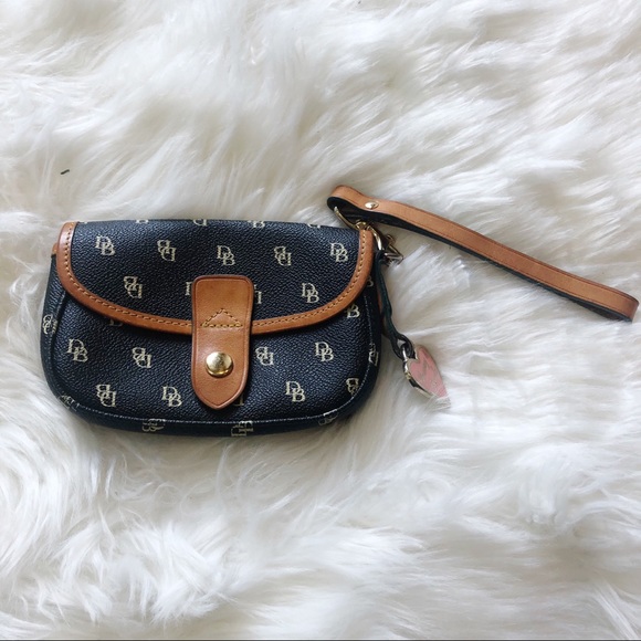 Dooney & Bourke Handbags - Dooney & Bourke Black & Brown Mini Wristlet/Clutch